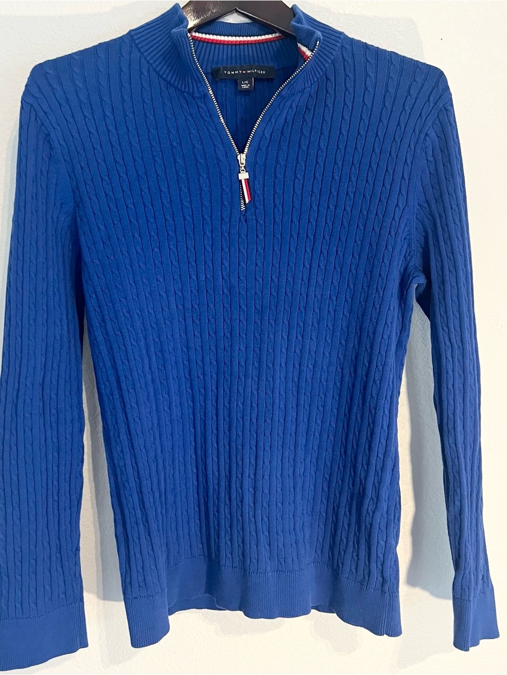 Tommy Hilfiger Women’s Cobalt Blue Cable Zip Sweater